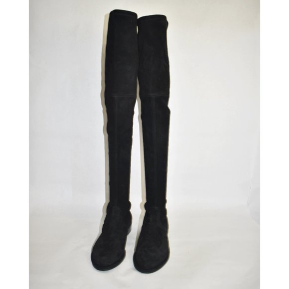 $950 STUART WEITZMAN Lowland Over the Knee Boot BLACK SUEDE 7  (SE40) - Picture 4 of 10